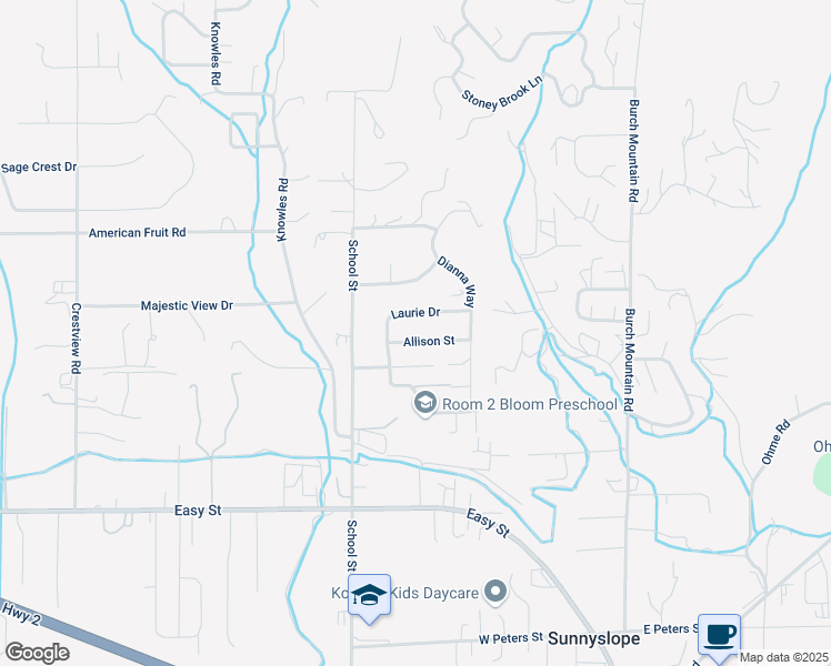 map of restaurants, bars, coffee shops, grocery stores, and more near 410 Allison Street in Wenatchee