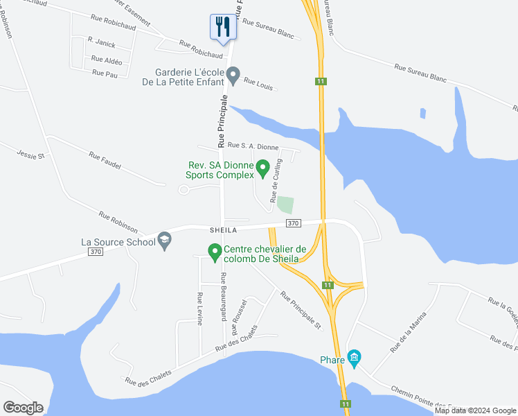 map of restaurants, bars, coffee shops, grocery stores, and more near 4257 Rue Hall in Tracadie-Sheila