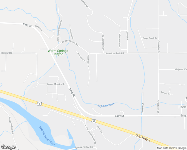map of restaurants, bars, coffee shops, grocery stores, and more near 3575 Westridge Place in Wenatchee