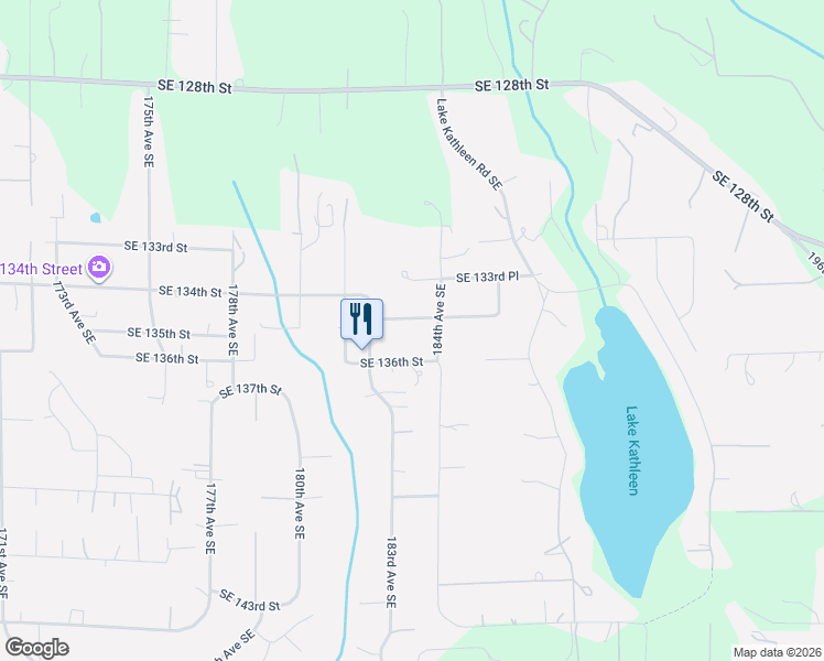 map of restaurants, bars, coffee shops, grocery stores, and more near 18228 Southeast 136th Street in Renton