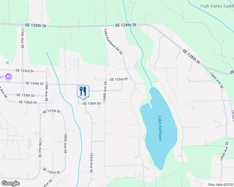 map of restaurants, bars, coffee shops, grocery stores, and more near 18437 Southeast 135th Street in Renton
