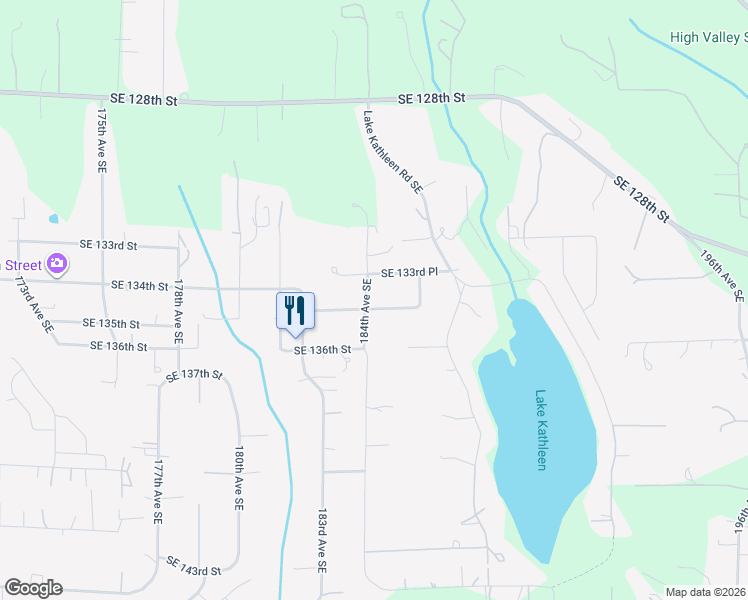 map of restaurants, bars, coffee shops, grocery stores, and more near 18403 Southeast 133rd Place in Renton