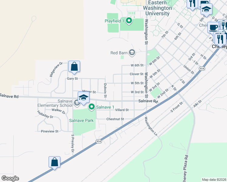 map of restaurants, bars, coffee shops, grocery stores, and more near 419 Leinum Court in Cheney