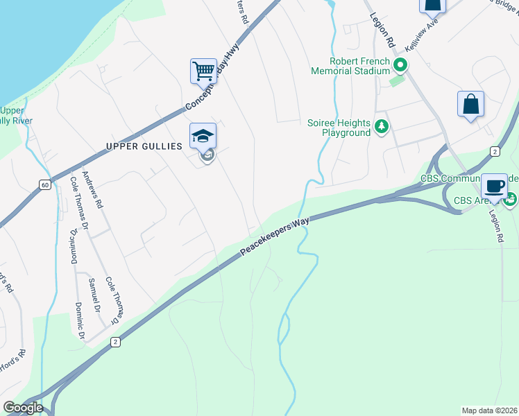 map of restaurants, bars, coffee shops, grocery stores, and more near 89 Forest Road in Conception Bay South