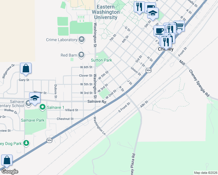 map of restaurants, bars, coffee shops, grocery stores, and more near 219 L Street in Cheney