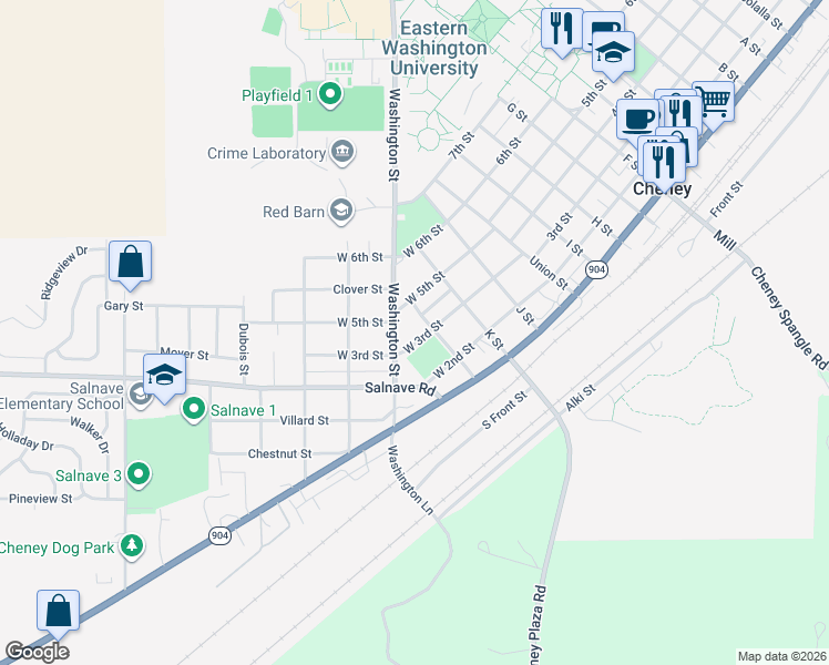 map of restaurants, bars, coffee shops, grocery stores, and more near 219 L Street in Cheney