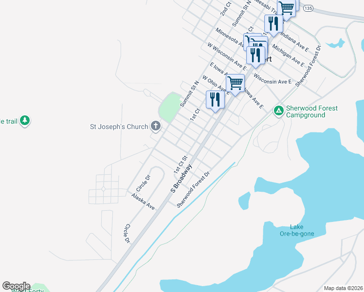 map of restaurants, bars, coffee shops, grocery stores, and more near 118 Louisiana Avenue West in Gilbert