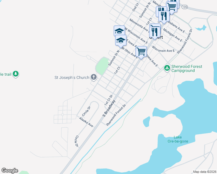 map of restaurants, bars, coffee shops, grocery stores, and more near 118 Louisiana Avenue West in Gilbert