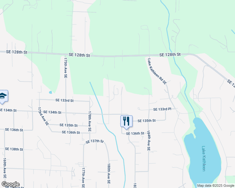 map of restaurants, bars, coffee shops, grocery stores, and more near 18118-18199 Southeast 132nd Street in Renton