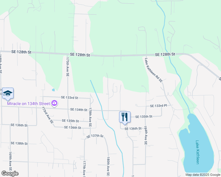 map of restaurants, bars, coffee shops, grocery stores, and more near 18118-18199 Southeast 132nd Street in Renton
