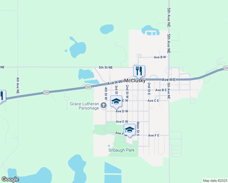 map of restaurants, bars, coffee shops, grocery stores, and more near Avenue A West in McClusky