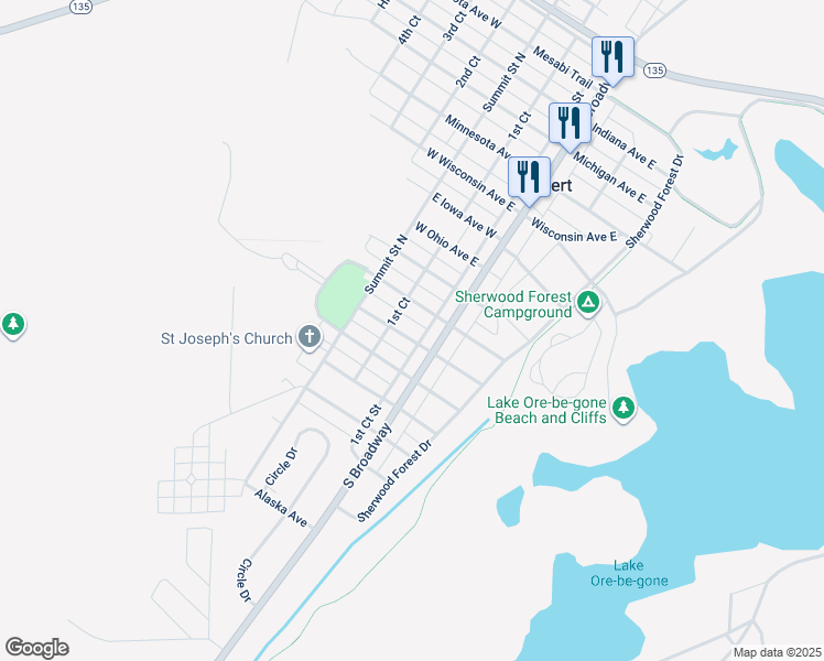 map of restaurants, bars, coffee shops, grocery stores, and more near 119 West Nebraska Avenue East in Gilbert
