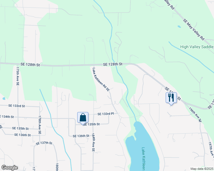 map of restaurants, bars, coffee shops, grocery stores, and more near 13014 Lake Kathleen Road Southeast in Renton