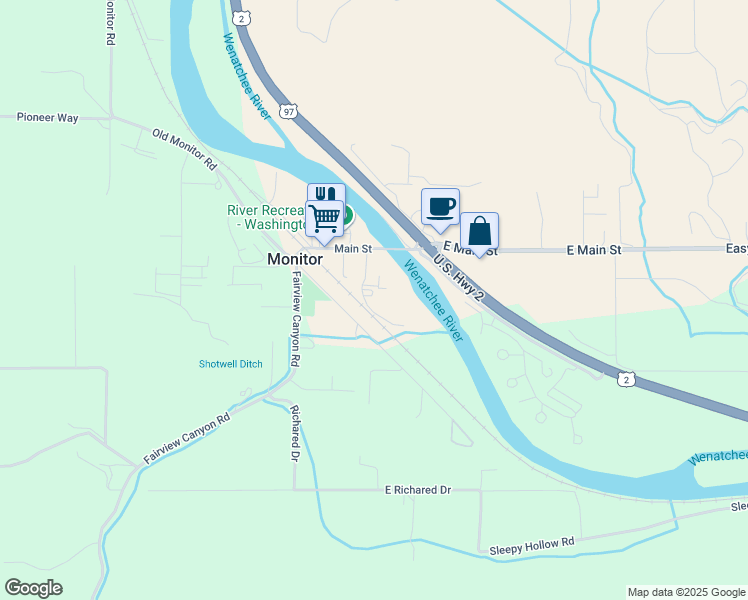 map of restaurants, bars, coffee shops, grocery stores, and more near 3833 McKee Lane in Monitor
