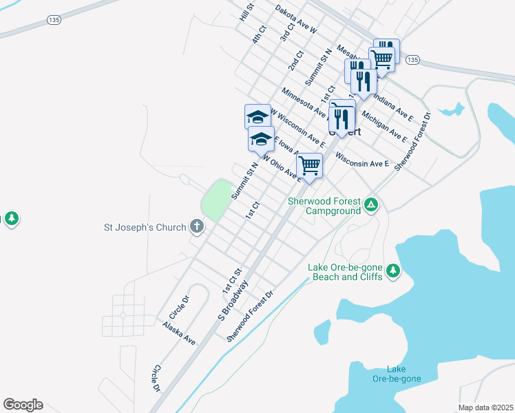 map of restaurants, bars, coffee shops, grocery stores, and more near 119 West Nebraska Avenue East in Gilbert