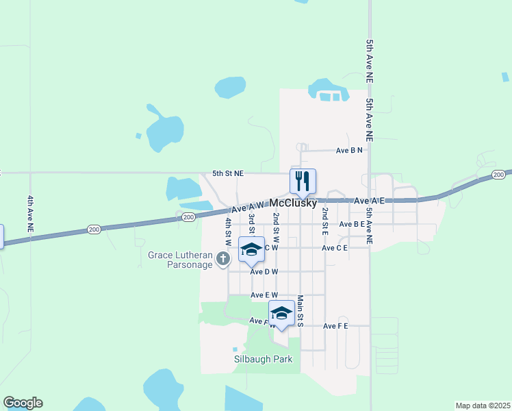 map of restaurants, bars, coffee shops, grocery stores, and more near Avenue A West in McClusky