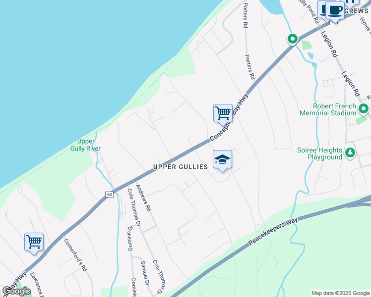 map of restaurants, bars, coffee shops, grocery stores, and more near 1080 Conception Bay Highway in Conception Bay South