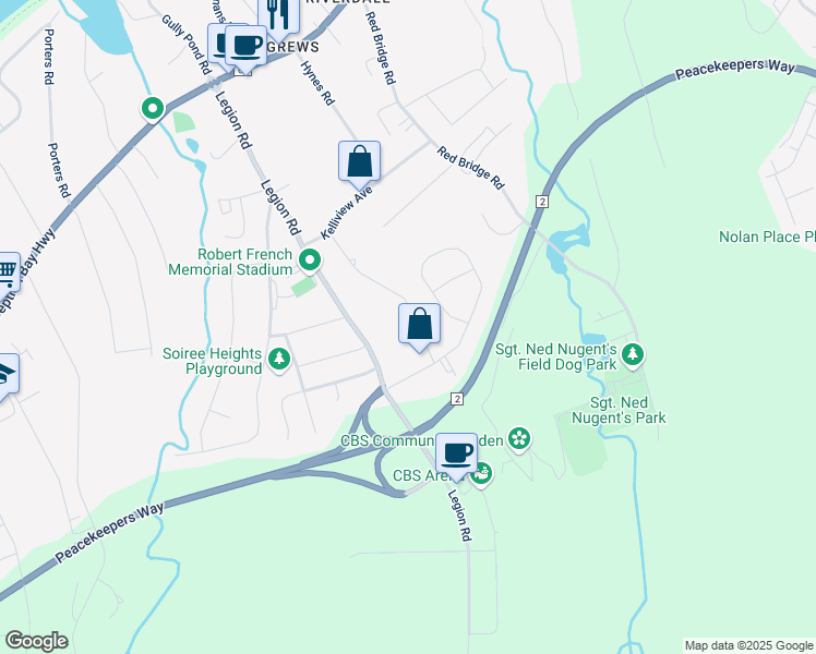 map of restaurants, bars, coffee shops, grocery stores, and more near 48 Franks Road in Conception Bay South