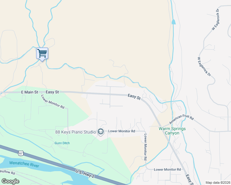 map of restaurants, bars, coffee shops, grocery stores, and more near 1806 Easy Street in Wenatchee