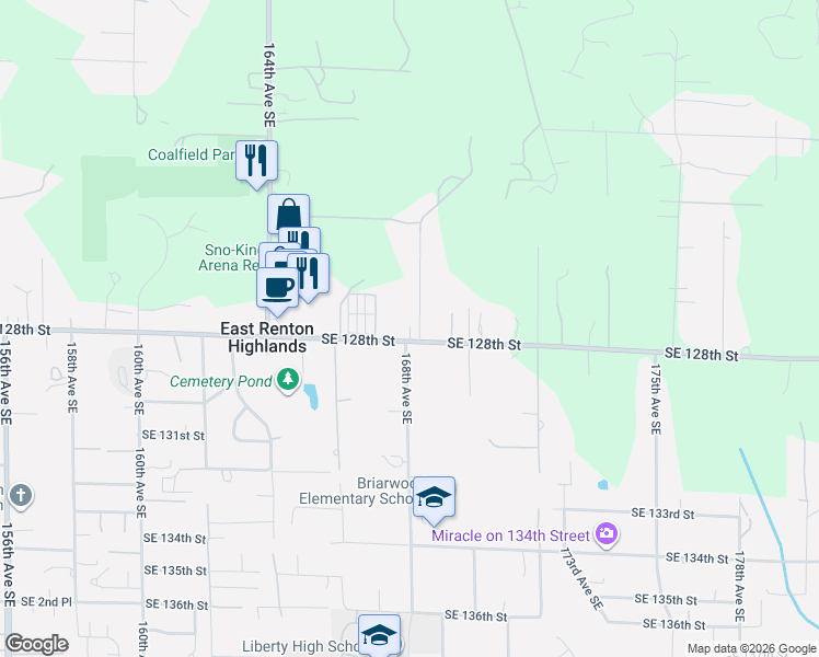 map of restaurants, bars, coffee shops, grocery stores, and more near 12625 169th Avenue Southeast in Renton