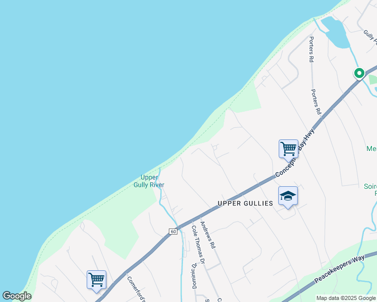 map of restaurants, bars, coffee shops, grocery stores, and more near 62 Scotts Road North in Conception Bay South