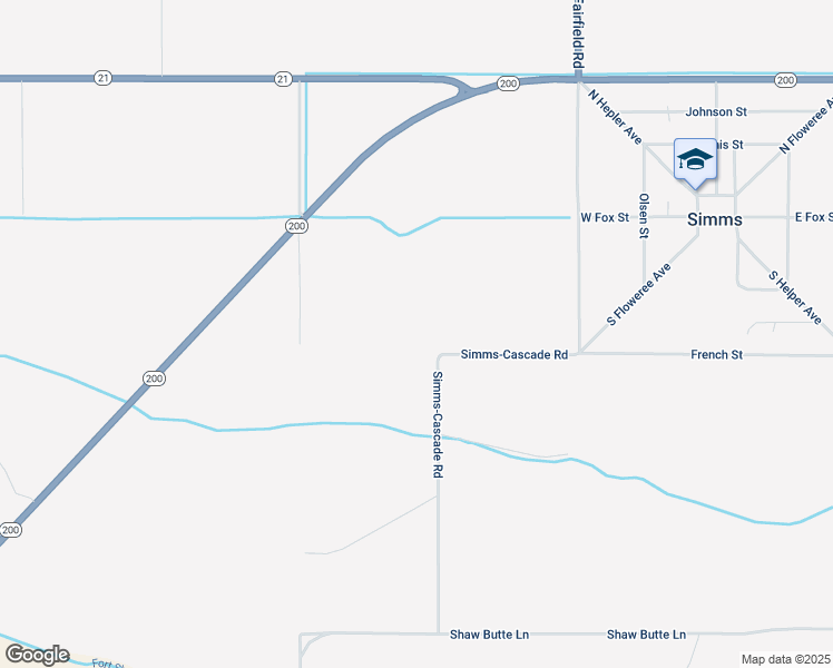 map of restaurants, bars, coffee shops, grocery stores, and more near 76 Simms-Cascade Road in Simms