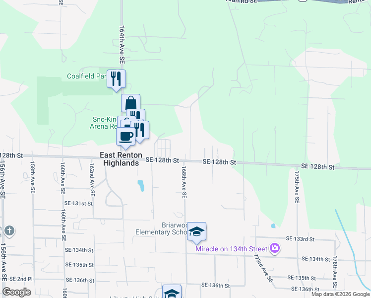 map of restaurants, bars, coffee shops, grocery stores, and more near 12625 169th Avenue Southeast in Renton
