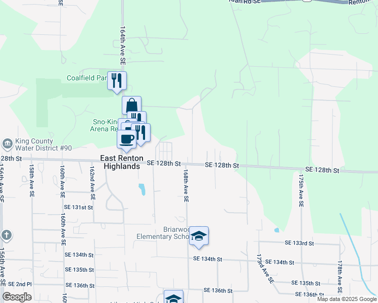 map of restaurants, bars, coffee shops, grocery stores, and more near 12625 169th Avenue Southeast in Renton