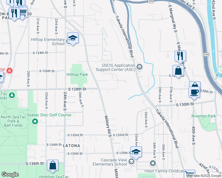 map of restaurants, bars, coffee shops, grocery stores, and more near in Seattle