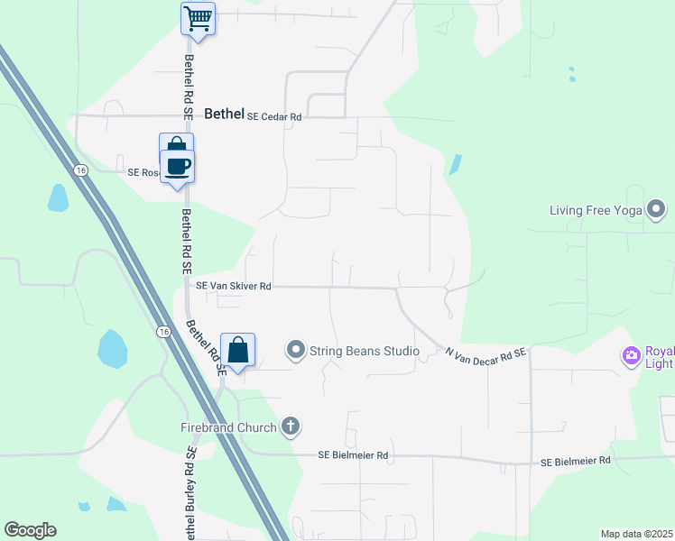 map of restaurants, bars, coffee shops, grocery stores, and more near 2119 Southeast Van Skiver Road in Port Orchard