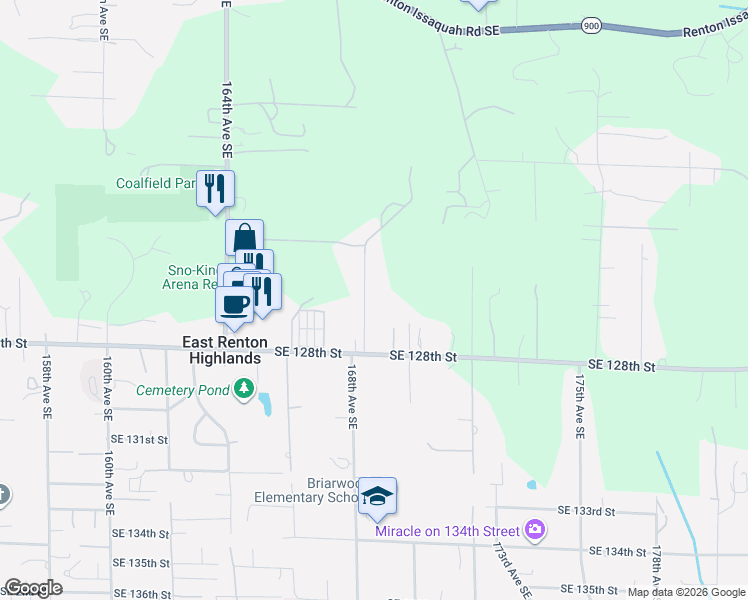 map of restaurants, bars, coffee shops, grocery stores, and more near 12427 169th Avenue Southeast in Renton