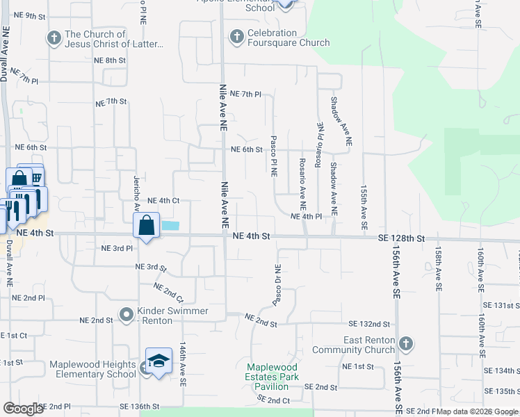 map of restaurants, bars, coffee shops, grocery stores, and more near 475 Pasco Place Northeast in Renton