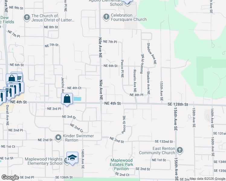 map of restaurants, bars, coffee shops, grocery stores, and more near 478 Nile Avenue Northeast in Renton