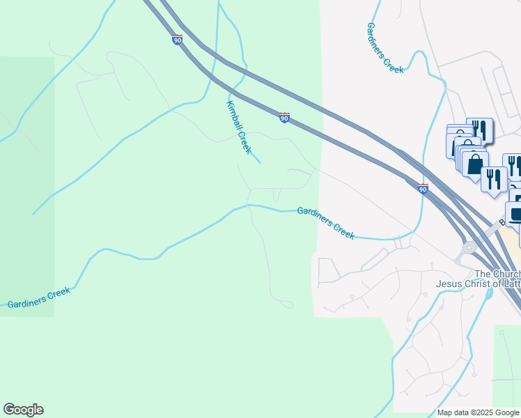 map of restaurants, bars, coffee shops, grocery stores, and more near 39819 Southeast 122nd Street in North Bend