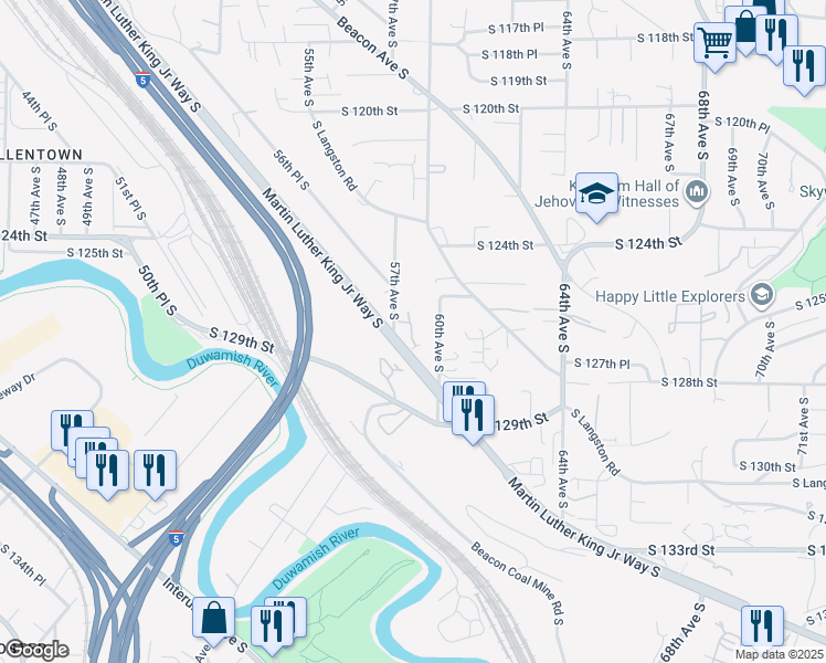 map of restaurants, bars, coffee shops, grocery stores, and more near in Bryn Mawr-Skyway