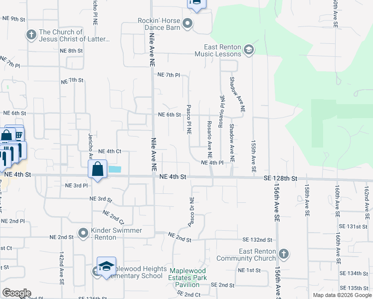 map of restaurants, bars, coffee shops, grocery stores, and more near 475 Pasco Place Northeast in Renton