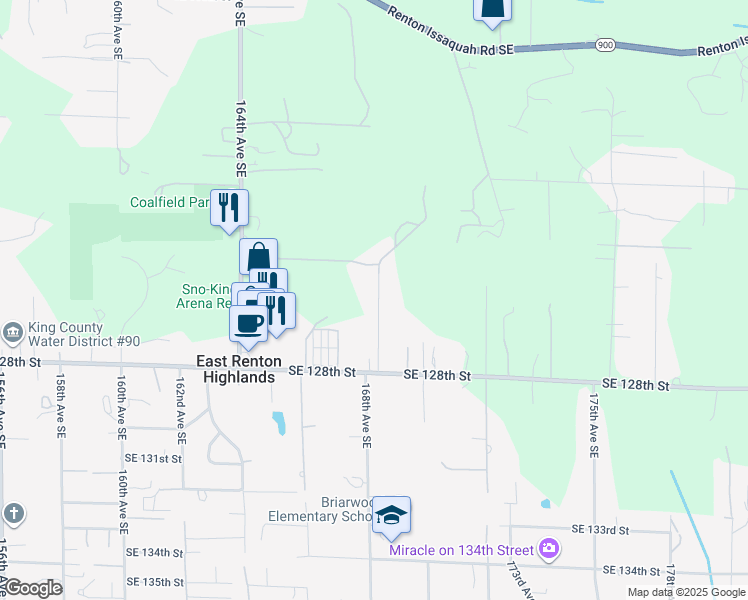 map of restaurants, bars, coffee shops, grocery stores, and more near 12427 169th Avenue Southeast in Renton