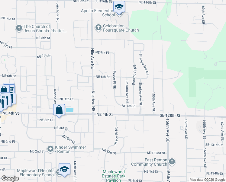 map of restaurants, bars, coffee shops, grocery stores, and more near 475 Pasco Place Northeast in Renton