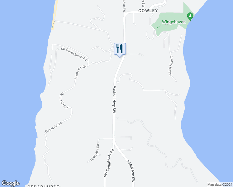 map of restaurants, bars, coffee shops, grocery stores, and more near 12808 Vashon Highway Southwest in Vashon