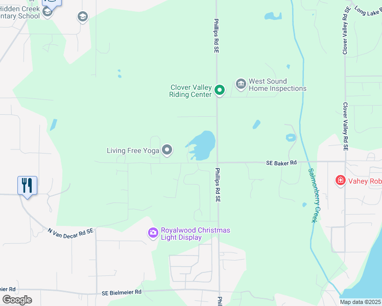 map of restaurants, bars, coffee shops, grocery stores, and more near 3389 Southeast Baker Road in Port Orchard