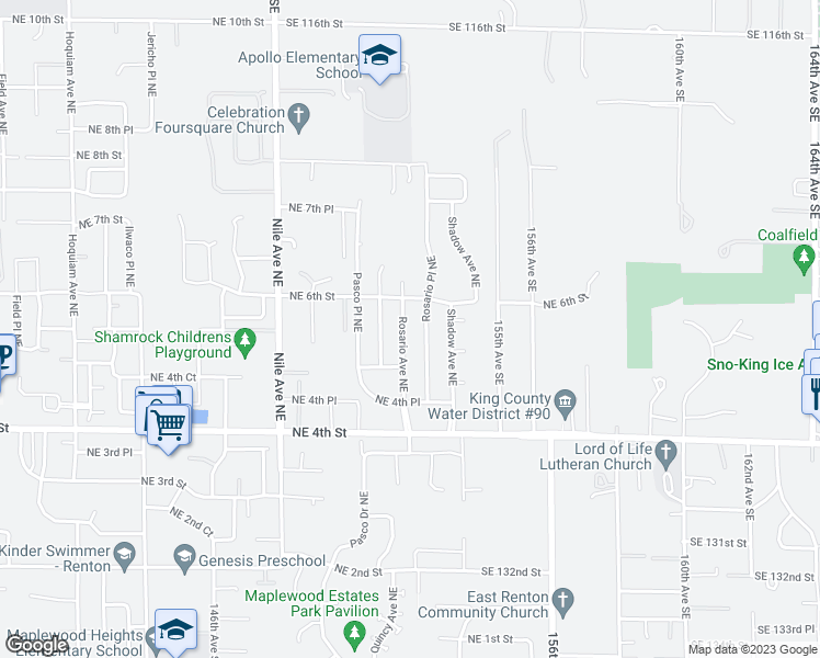 map of restaurants, bars, coffee shops, grocery stores, and more near 554 Rosario Avenue Northeast in Renton