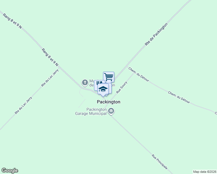 map of restaurants, bars, coffee shops, grocery stores, and more near 18 Rue Principale in Packington