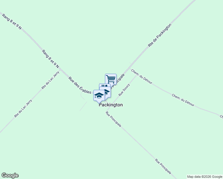 map of restaurants, bars, coffee shops, grocery stores, and more near 18 Rue Principale in Packington