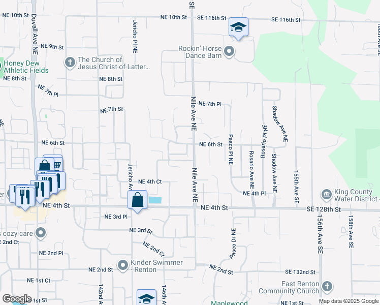 map of restaurants, bars, coffee shops, grocery stores, and more near 564 Mount Baker Place Northeast in Renton