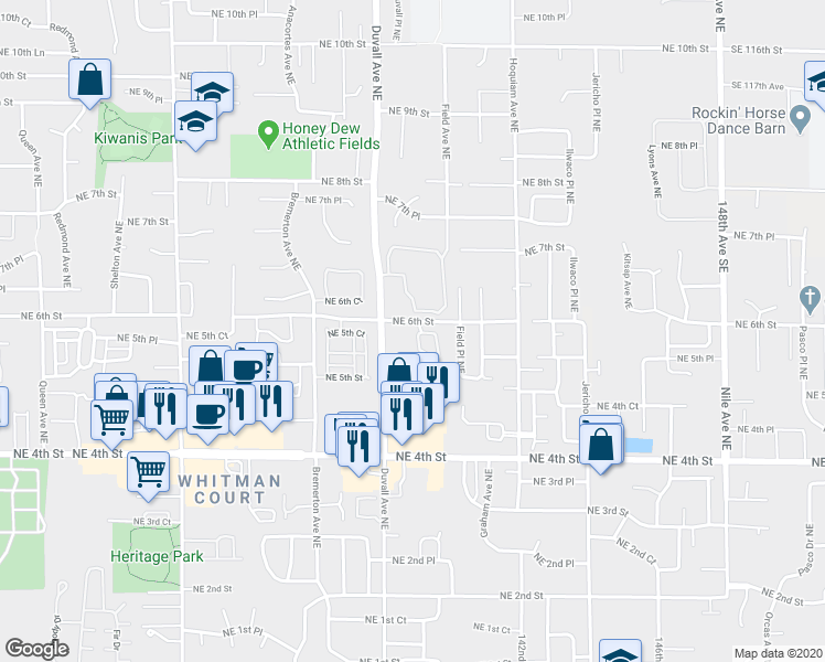map of restaurants, bars, coffee shops, grocery stores, and more near 571 Elma Avenue Northeast in Renton