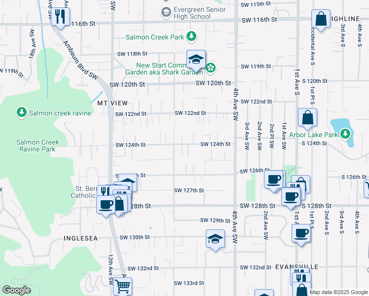 map of restaurants, bars, coffee shops, grocery stores, and more near 12418 7th Avenue Southwest in Seattle