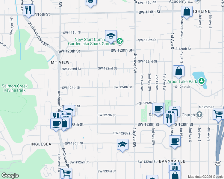 map of restaurants, bars, coffee shops, grocery stores, and more near 12418 7th Avenue Southwest in Seattle