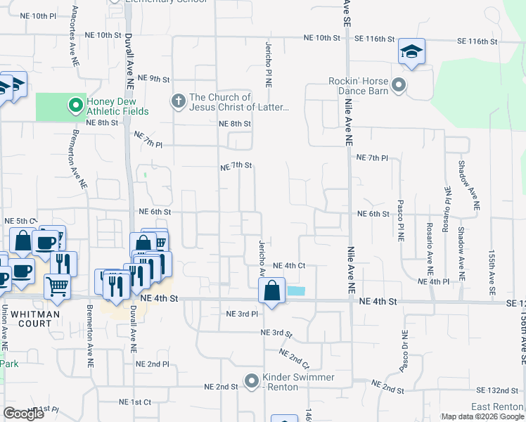 map of restaurants, bars, coffee shops, grocery stores, and more near 522 Jericho Avenue Northeast in Renton