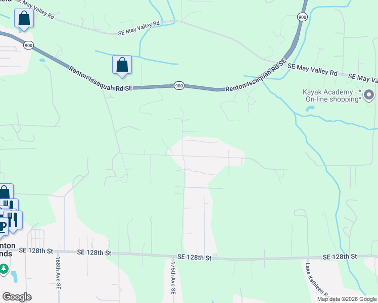map of restaurants, bars, coffee shops, grocery stores, and more near 17605 Southeast 121st Place in Renton