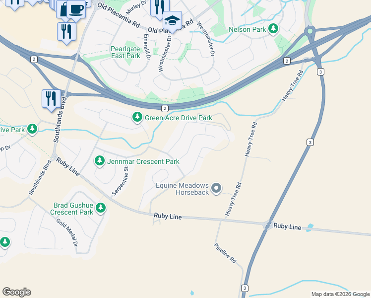 map of restaurants, bars, coffee shops, grocery stores, and more near 11 Dragonfly Place in St. John's